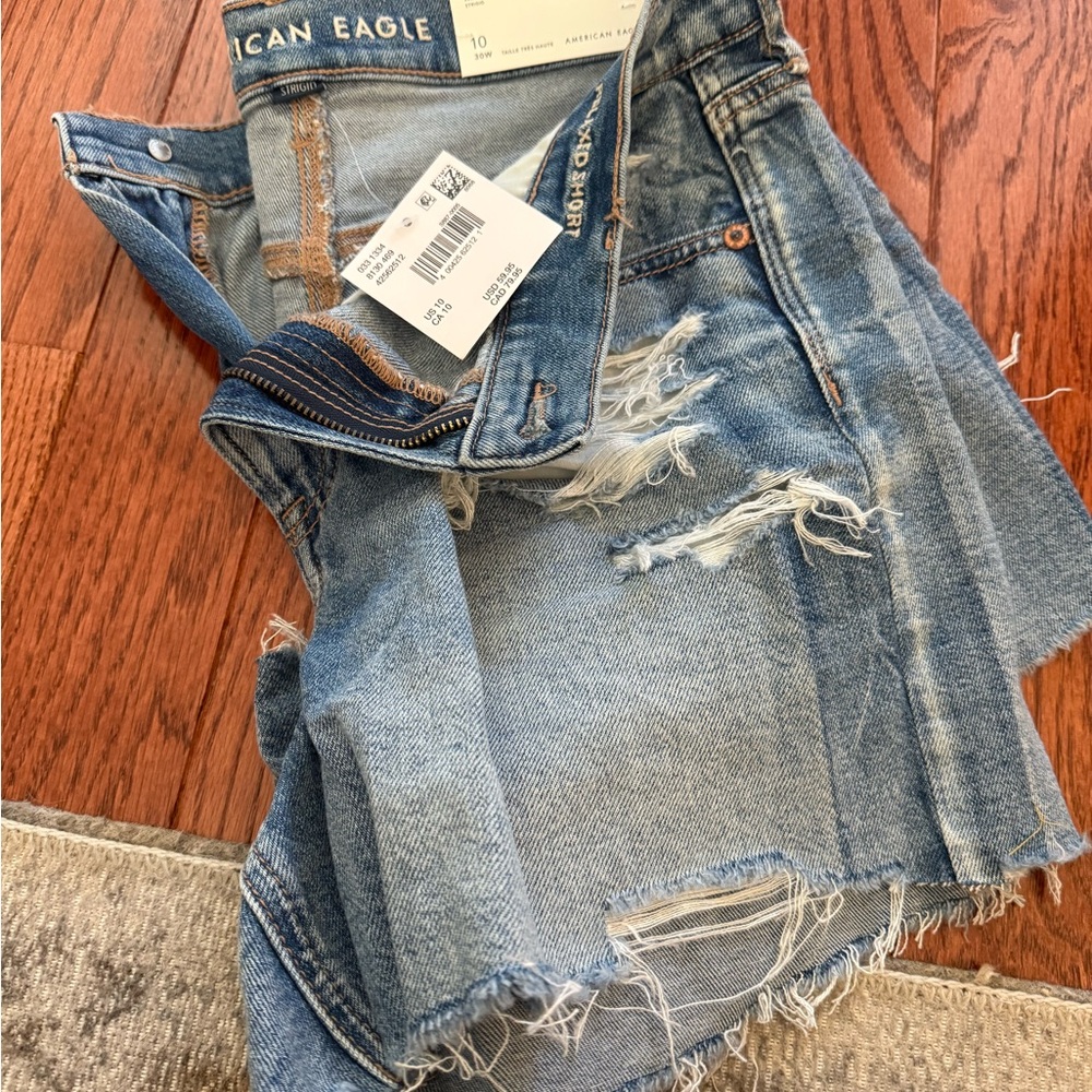 American Eagle Outfitters Women's Distressed Blue Jean Shorts
